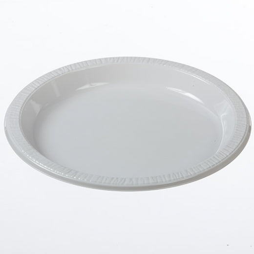 9" Plastic Plate, White, PS