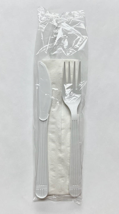 3 piece - Heavy Weight Plastic Cutlery Kit, White