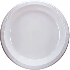 7" Plastic Plate, White, PS
