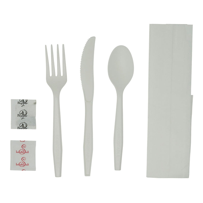 6 piece Compostable White Cutlery Kit - Shop Eco-Friendly Cups, cutlery & containers online - G & L Distributors Ltd.