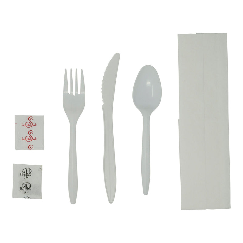6 piece Polypropylene White Cutlery Kit - Shop Eco-Friendly Cups, cutlery & containers online - G & L Distributors Ltd.